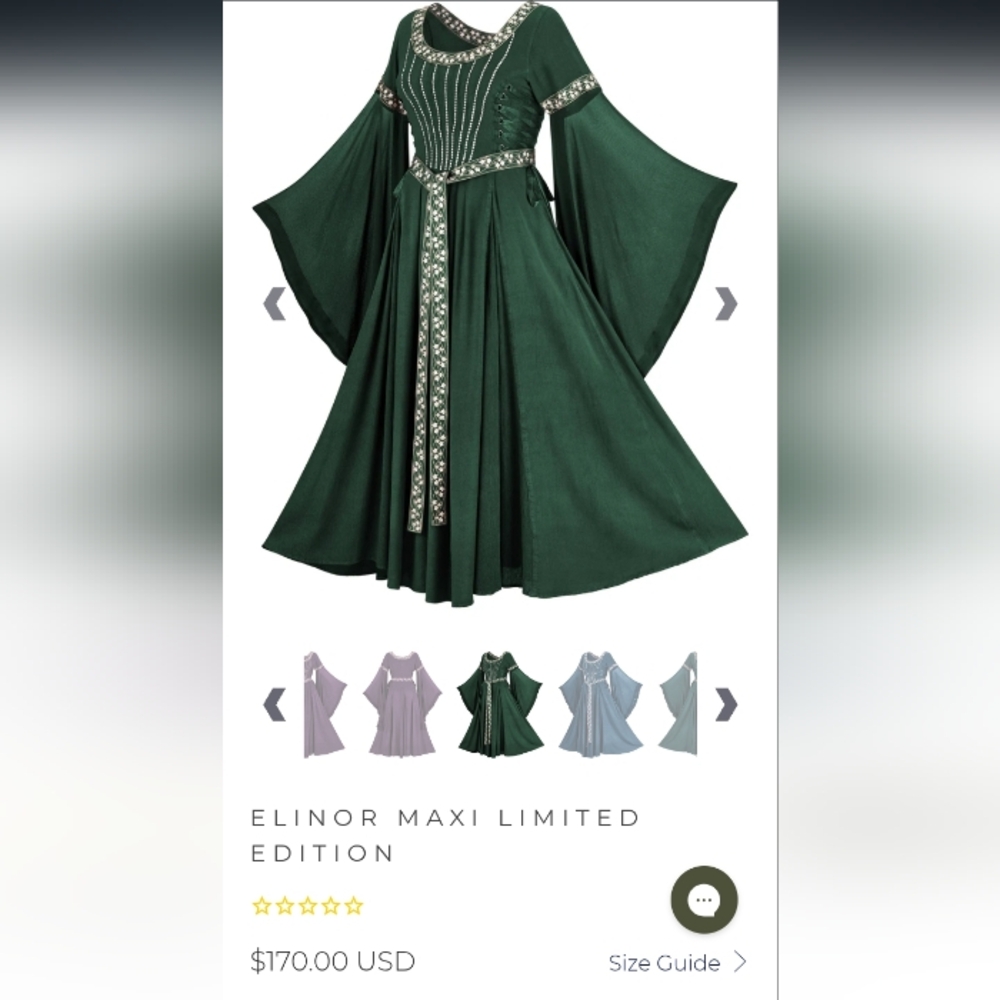 Holy Clothing Elinor Maxi Huntress Green Limited Edition XL/1X Dress Like NEW /